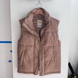 Tan Abercrombie Faux Leather Puffer Vest